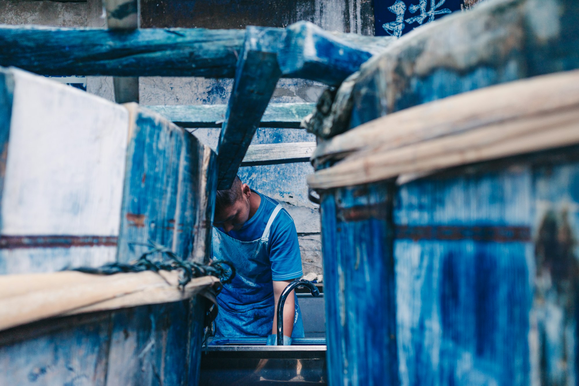 indigo dye vats in a dye house